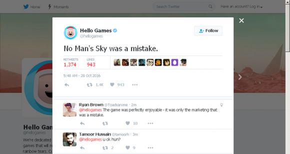 Автор No Man's Sky признал игру ошибой