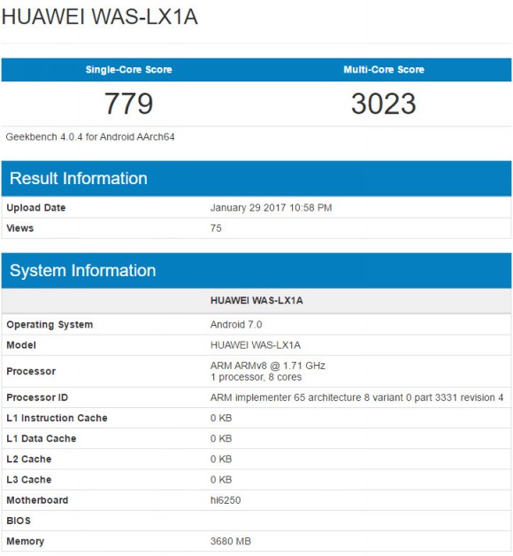 Huawei P10 Lite показался в бенчмарке