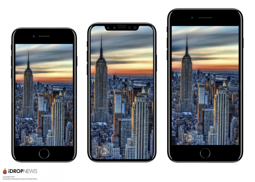 iPhone 8 сравнили с iPhone 7 и  Galaxy S8 на красивых рендерах