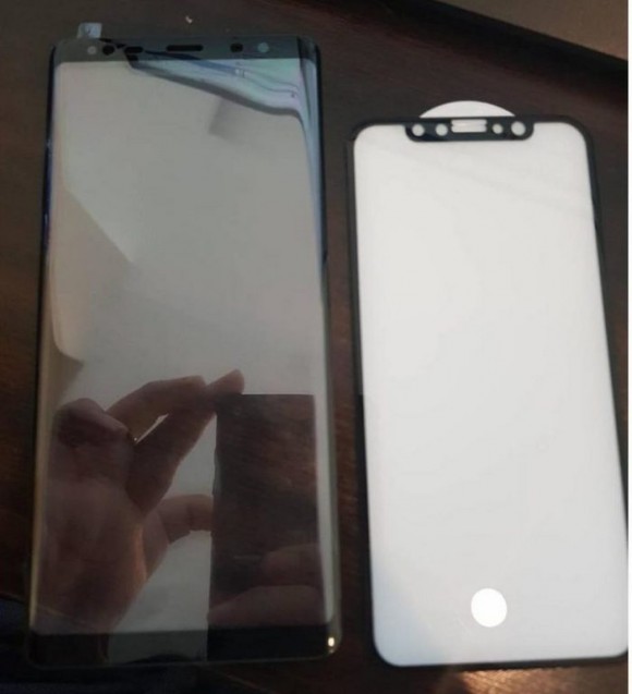 Лицевые панели Samsung Galaxy Note 8 и iPhone 8 показали на одном фото