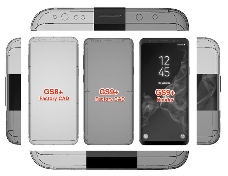 Фабричные чертежи подтвердили дизайн Samsung Galaxy S9+