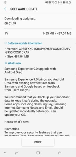 Samsung Galaxy S8 начал обновляться до Android 8.0 Oreo
