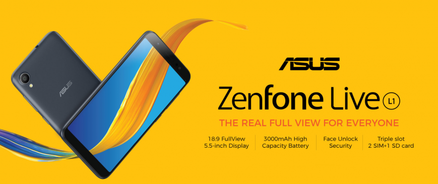 ASUS выпускает стодолларовый безрамочный смартфон Zenfone Live L1