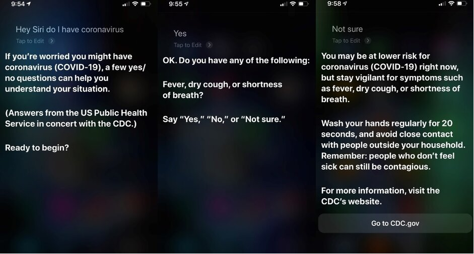 Apple научила своего голосового ассистента Siri проверять пользователя на коронавирус