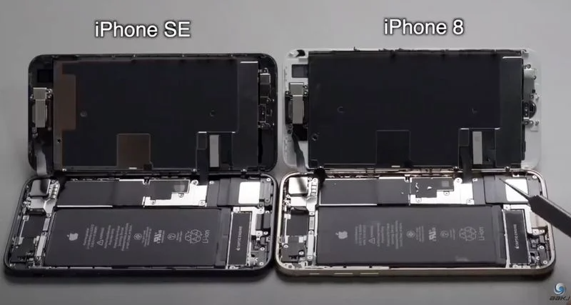 Инсайдеры сравнили внутренности iPhone SE и iPhone 8