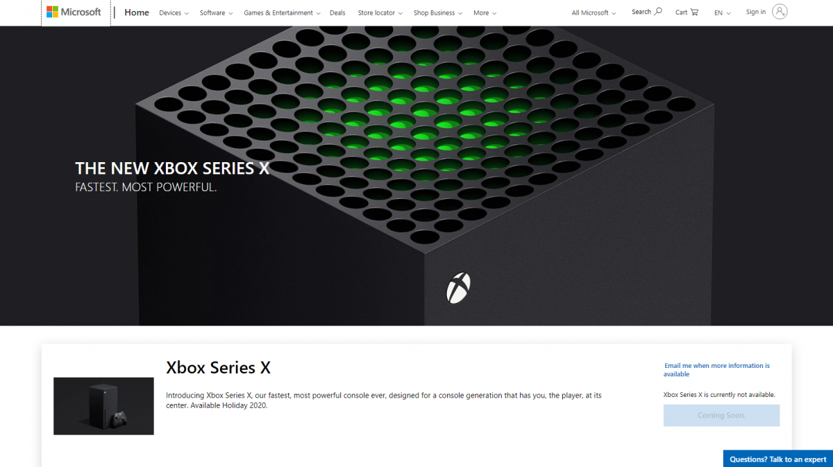 В онлайн-магазине Microsoft появилась страница консоли нового поколения Xbox Series X