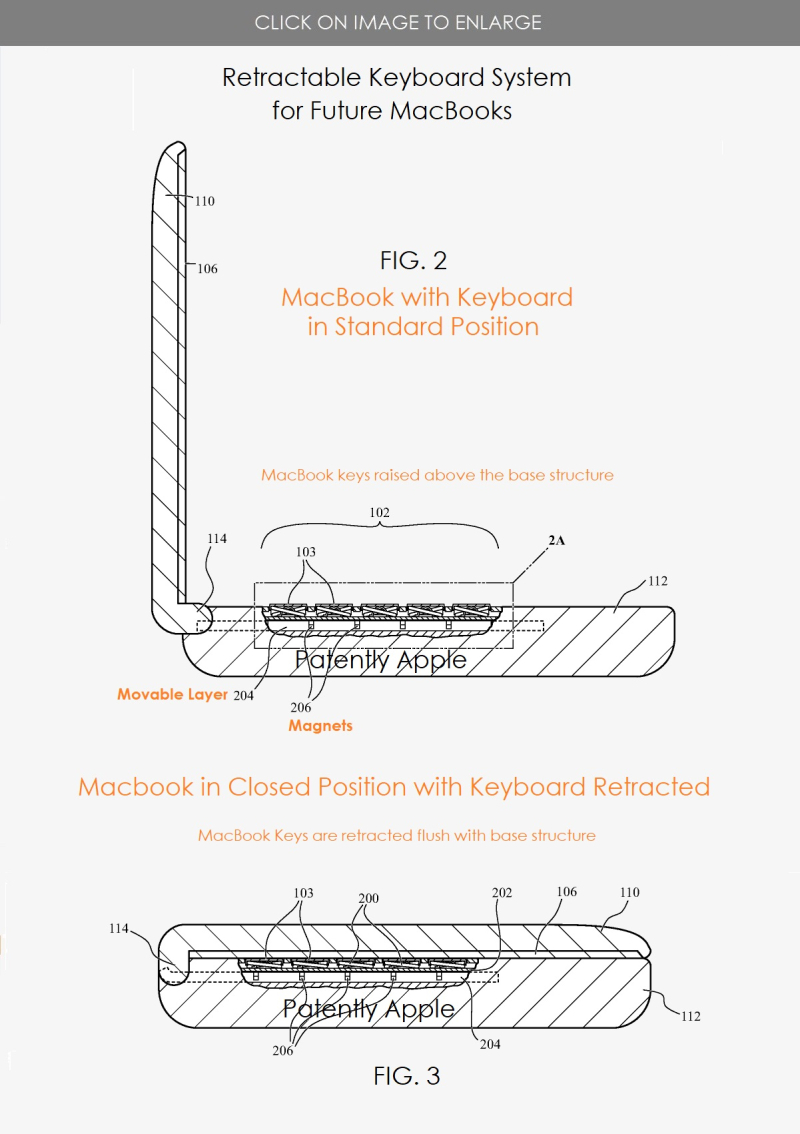 Apple изобрела ноутбук со втягивающейся клавиатурой