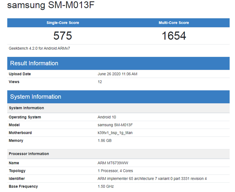 Раскрыта производительность нового бюджетного смартфона Samsung Galaxy M01 Core