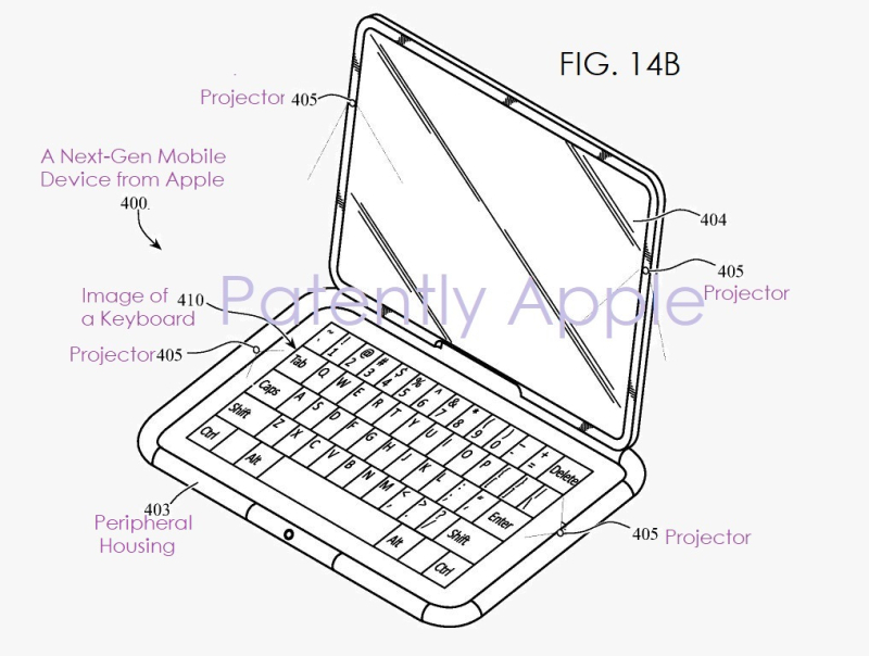 Apple запатентовала планшет будущего с проекцией клавиатуры на стол