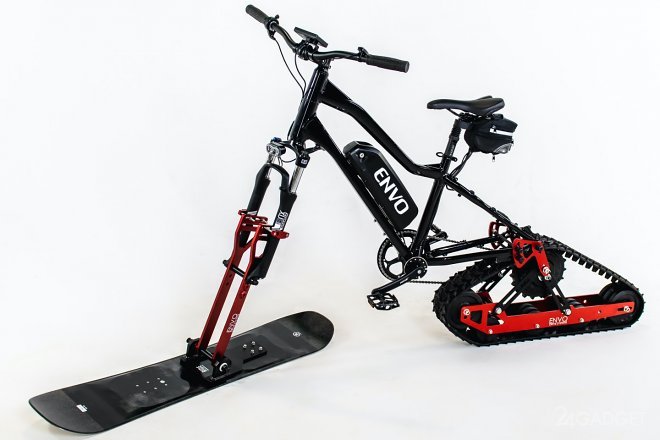 Устройство Electric SnowBike Kit от Envo поставит велосипеды на лыжи (3 фото + видео)