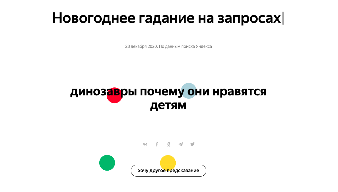Яндекс запустил сайт с гаданиями на основе поисковых запросов пользователей