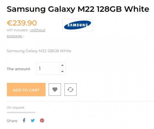 Названа цена неанонсированного Samsung Galaxy M22 с огромным аккумулятором