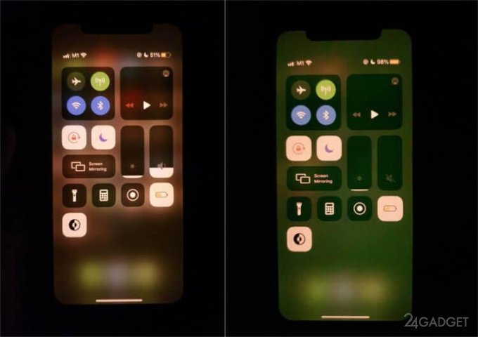 Экраны смартфонов Apple стали зелено-красными