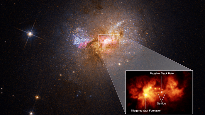 Найдена чёрная дыра, не поглощающая, а создающая новые звёзды
