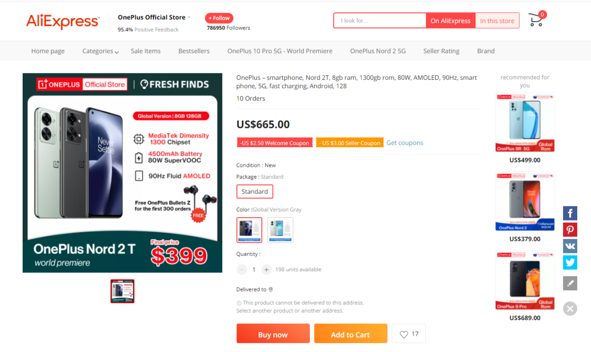 Крепкий «середняк» OnePlus Nord 2T появился в продаже на AliExpress до официального анонса