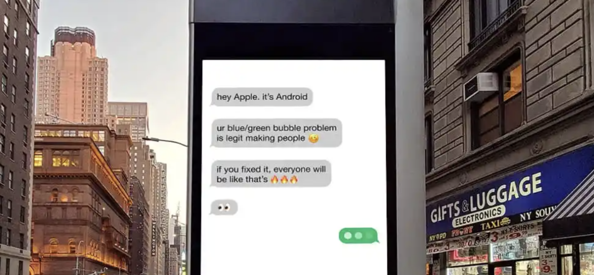 Google продолжает шутить над Apple из-за устаревшей технологии SMS. Уже на улицах городов
