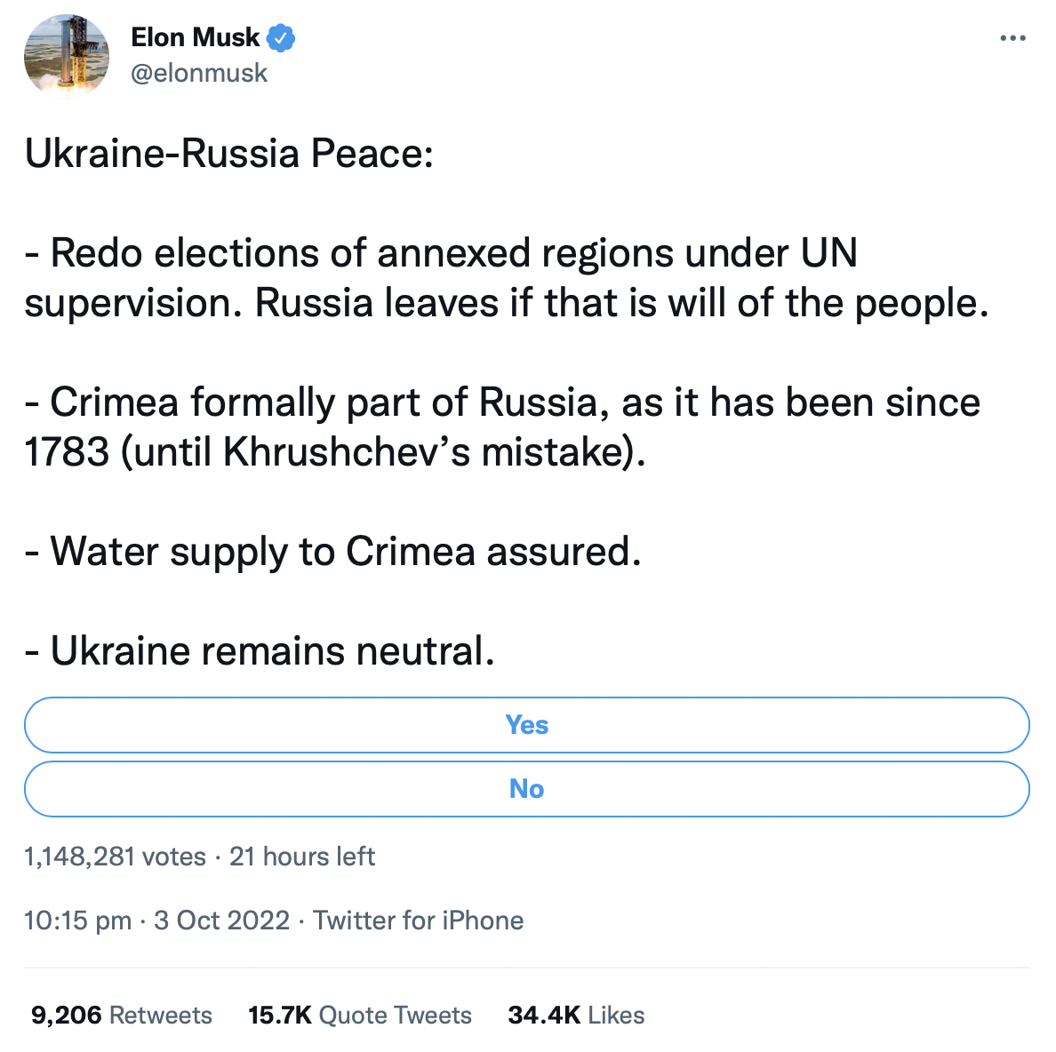 Признать Крым российским: Илон Маск предложил свой способ мирного окончания конфликта на Украине