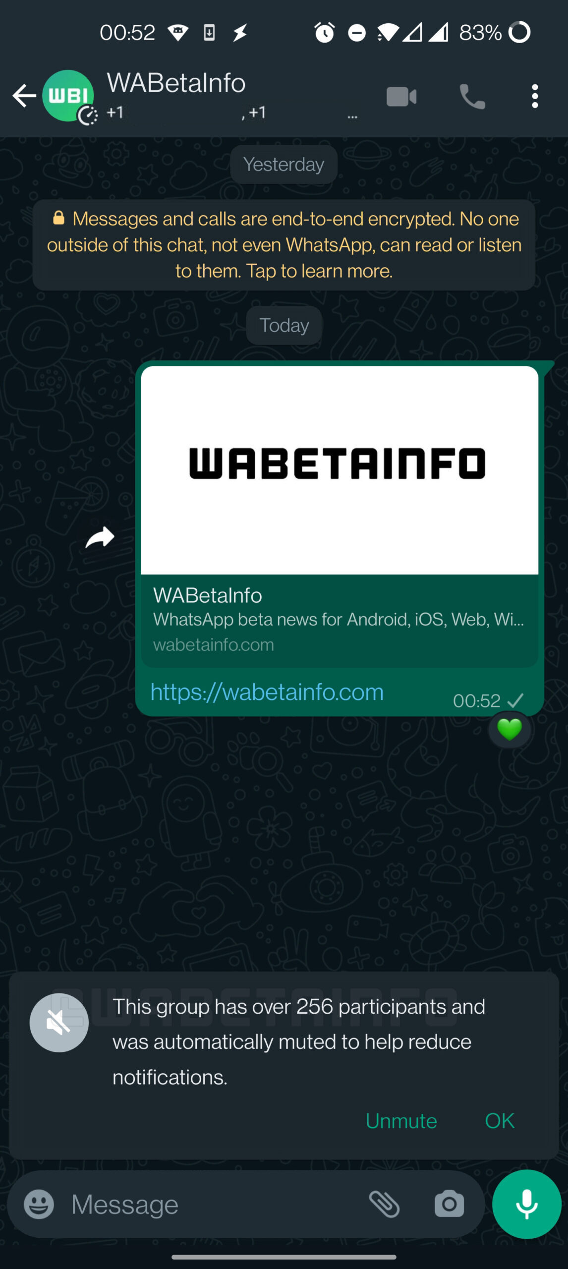 WhatsApp начнёт автоматически отключать уведомления о новых сообщениях в чатах